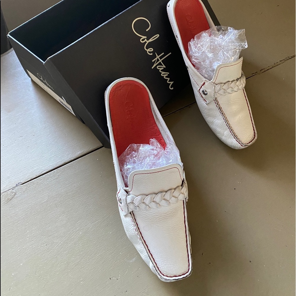 White Cole Haan loafers
